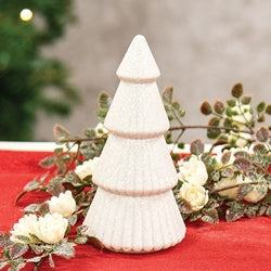 White Glittered Cone Tree - 6"H