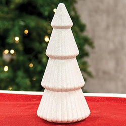 White Glittered Cone Tree - 10"H