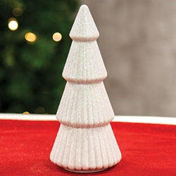 White Glittered Cone Tree - 8.25"H