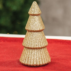 Gold Glittered Cone Tree - 6"H