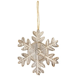 Rustic Wood Grain Snowflake Ornament 5"
