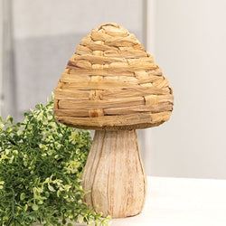 Woven Seagrass Mushroom 10"H