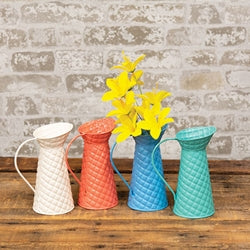 Diamond Pattern Embossed Mini Water Pitcher 6"H 4 Asstd.