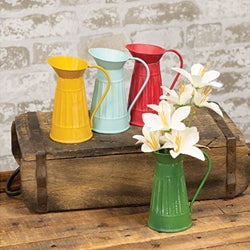 Mini Distressed Ribbed Metal Water Pitcher 4.75"H 4 Asstd.