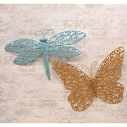 Distressed Metal Flower Wing Dragonfly or Butterfly 2 Asstd.