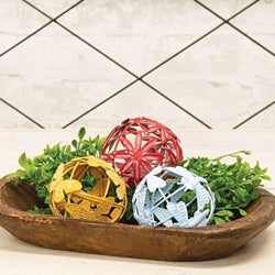 Distressed 4" Metal Dragonfly Butterfly or Daisy Ball 3 Asstd.