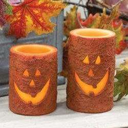 Jack O Lantern Timer Pillar 5"
