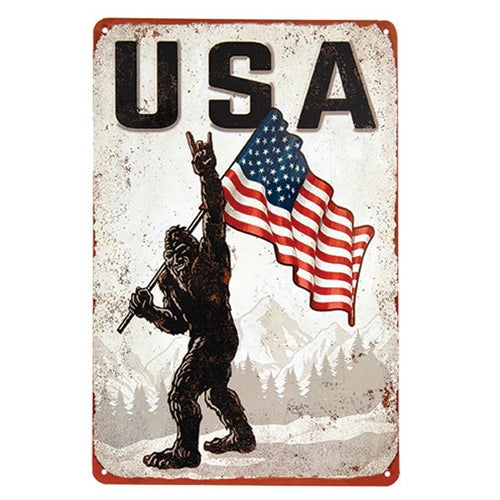 Bigfoot USA Metal Sign - 8 x 12
