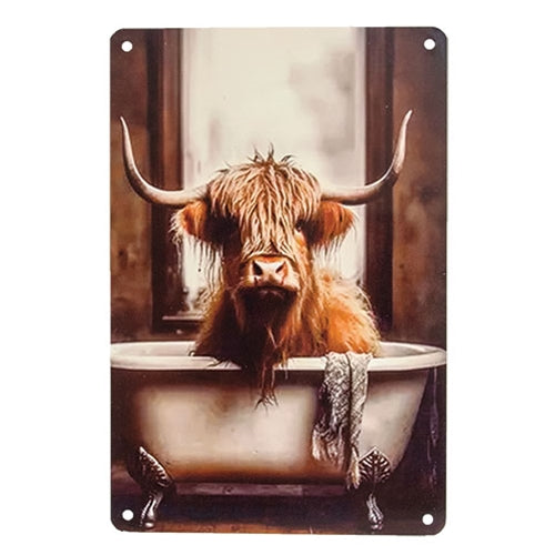 Highland In Tub Tin Sign - 8" x 11.75"