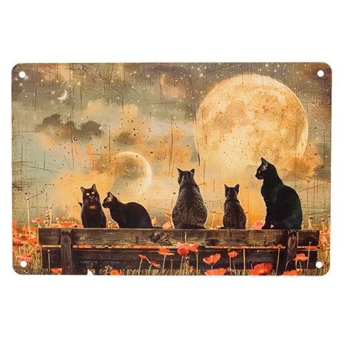 Harvest Moons Cats Tin Sign - 11.75" x 8"