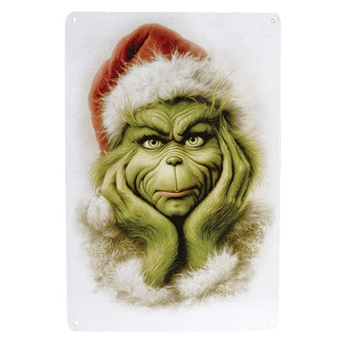 Grinch Portrait Metal Sign - 8x12