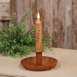 Rusty Metal Fluted Taper Holder Pan