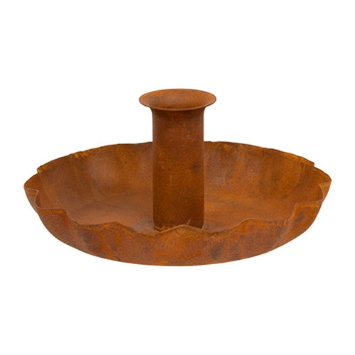 Rusty Metal Fluted Taper Holder Pan