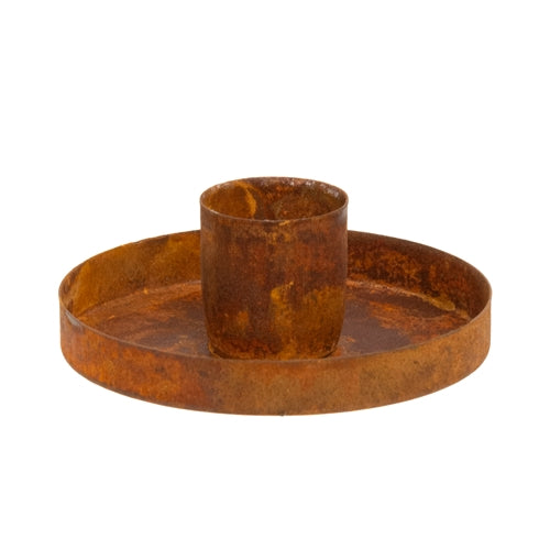 Rusty Metal Round Taper Holder - 2.75"W