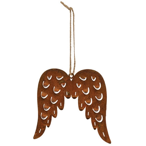 Rusty Angel Wings Ornament - 5.5"