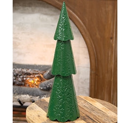 Green Metal Christmas Tree with Embossed Snowflakes - 18"H