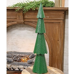 Green Metal Christmas Tree with Embossed Snowflakes - 25.5"H