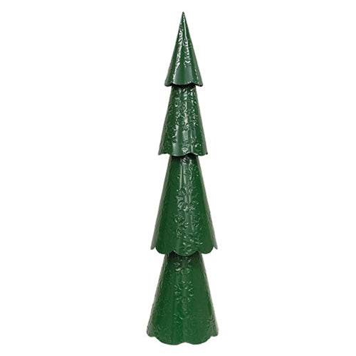 Green Metal Christmas Tree with Embossed Snowflakes - 25.5"H