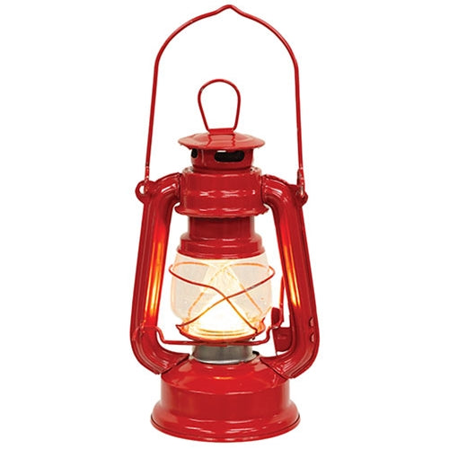 Vintage Red Metal Lantern - 7.5"H