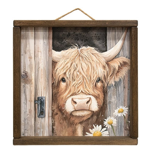 Barn Door Highland Framed Print - 12" Sq.