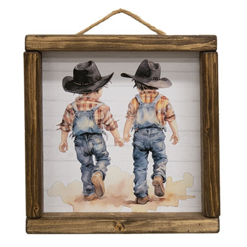 Little Cowboys Framed Print - 8" Sq.