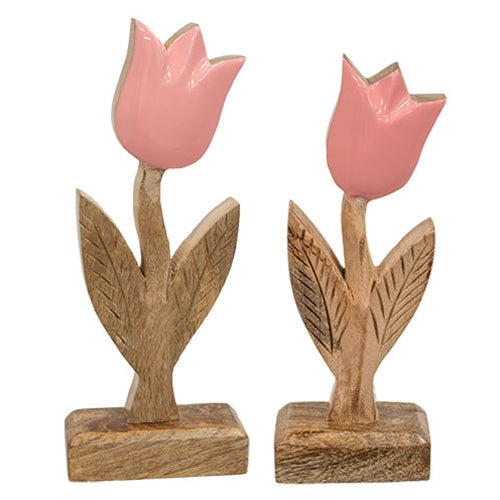 2/Set - Pink Enamel Tulips