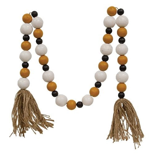 Black Orange & White Bead Garland
