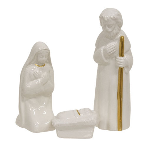 3/Set - White Ceramic Nativity Set