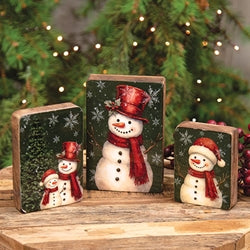 3/Set - Red Hat Snowman Blocks