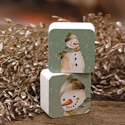 Winter Forest Watercolor Snowman Block - 2 In Sq - 2 Asstd