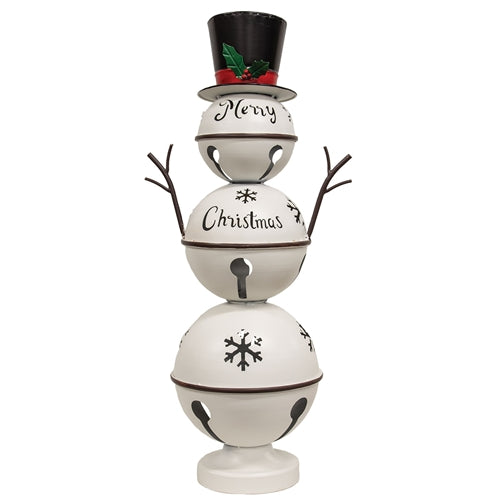 Metal Merry Christmas Snowflake Jingle Bell Snowman 30"