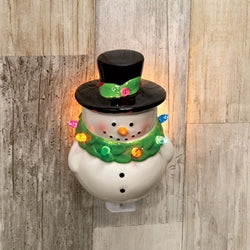 Ceramic Tophat Snowman Nightlight