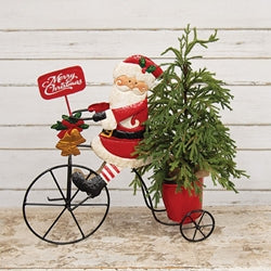 Metal Bicycle Santa Planter