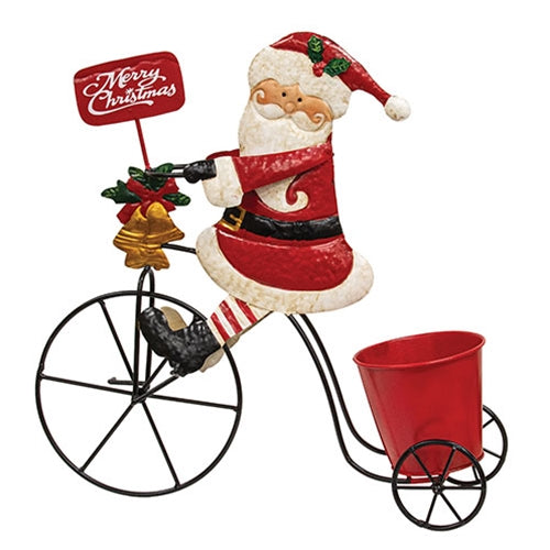 Metal Bicycle Santa Planter