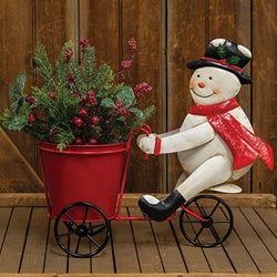Bicycle Snowman Planter
