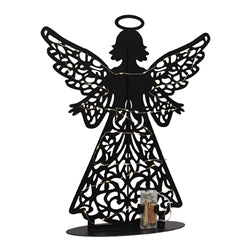 Metal Angel on Stand w/LED Lights - 17.5"H