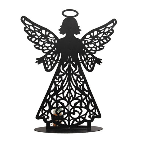 Metal Angel on Stand w/LED Lights - 17.5"H