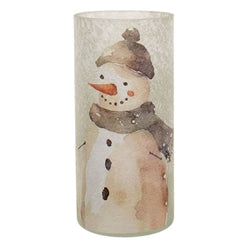 2/Set - Frosted Snowman Duo Glass Candle Jars