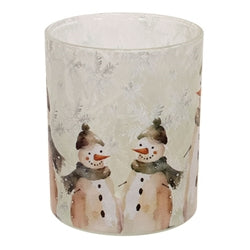2/Set - Frosted Snowman Duo Glass Candle Jars