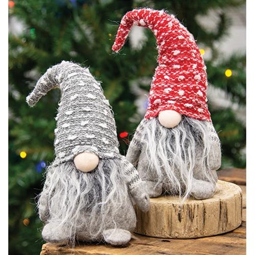 Furry Santa Gnome w/Red/Grey Hat 2 Asstd.