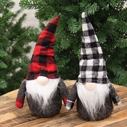 Sitting Checkered Gnome Decoration - 2 Asstd