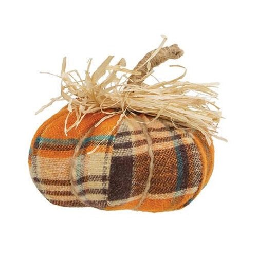 Harvest Plaid Small Fabric Pumpkin