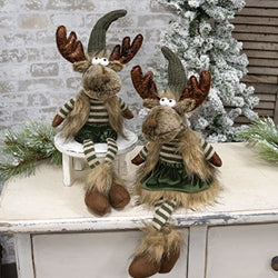 Mr & Mrs Green Reindeer w/Dangle Legs 2 Asstd.