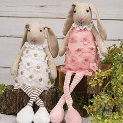 Flower Dress Dangle Legs Bunny - 2 Asstd.