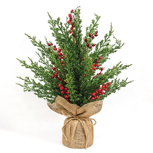 Soft Touch Cypress and Berries Tree With Burlap Base - 24"