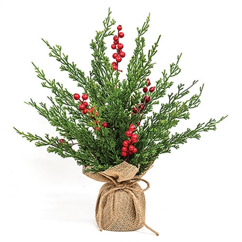 Soft Touch Cypress and Berries Tree With Burlap Base - 18"