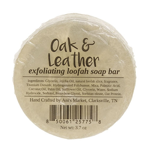 Oak & Leather Exfoliating Loofah Soap Bar