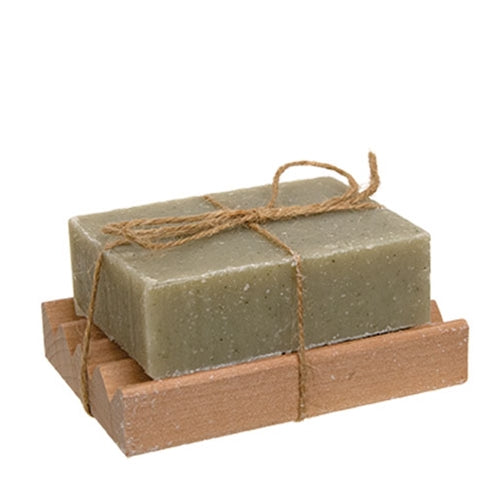 2/Set - Eucalyptus Spearmint Soap Bar With Wooden Soap Dish