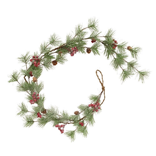 Icy Memories Mixed Pine & Berries Wispy Garland - 5 Ft.