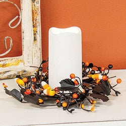 Spooky Candy Corn & Berries Candle Ring - 3.5"